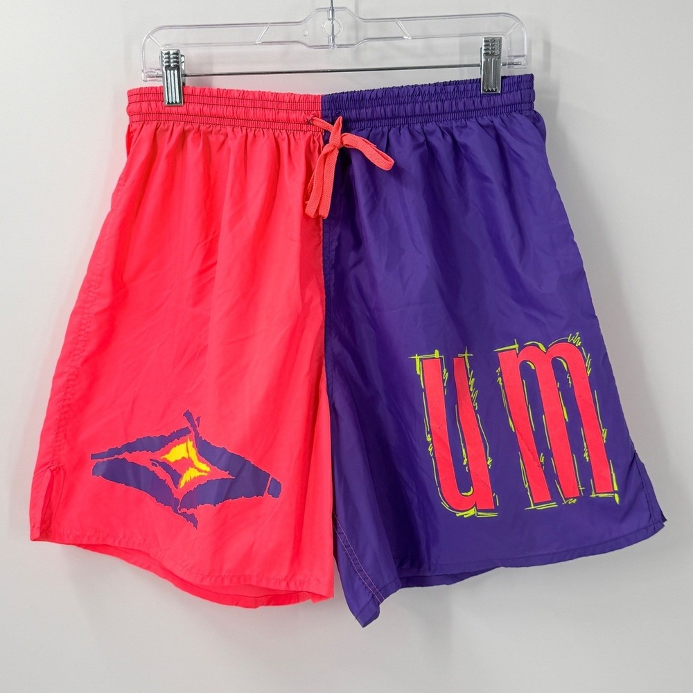 Vtg 90s Neon Umbro Soccer Shorts Mens sz XL Colorblock Large Graphic USA Made